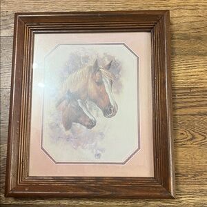 Vintage Doris Scott Nelson Signed Print Horse with Foal Matted & Framed